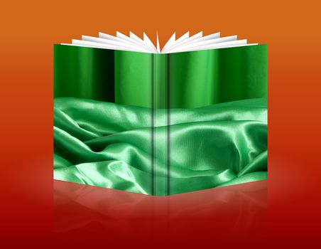 book of a elegant background with a green fabric