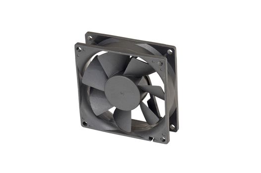 Computer fan covered in a lot of dust isolated on white