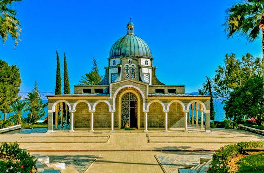 Israel, Church Blazhenstv, is higher Kinneret (sea of Galilee), 
Place where Jesus read the Sermon on Mountain
