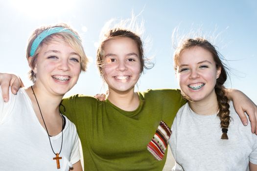 Three Beautiful Girls Together at the Beach