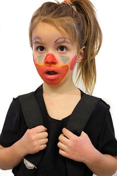 Beautiful Little Girl With Clown Makeup
