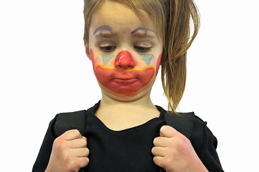 Beautiful Little Girl With Clown Makeup