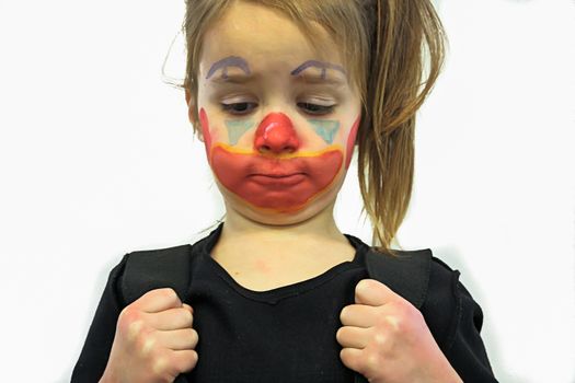 Beautiful Little Girl With Clown Makeup