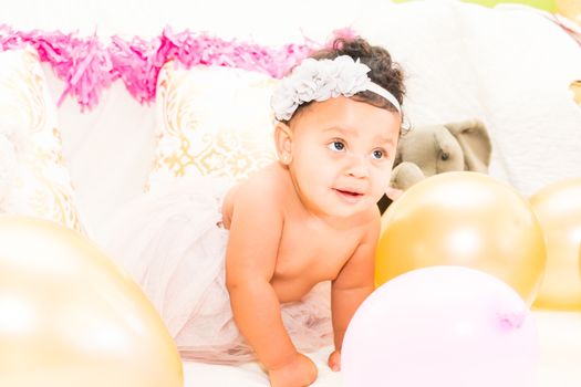 Young Baby Girl Celebrating Her First Birthday