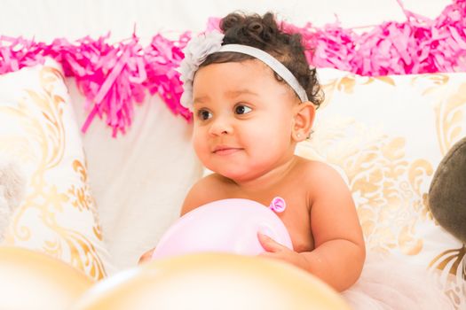 Young Baby Girl Celebrating Her First Birthday