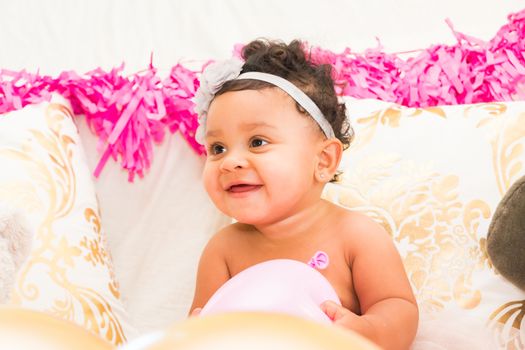 Young Baby Girl Celebrating Her First Birthday