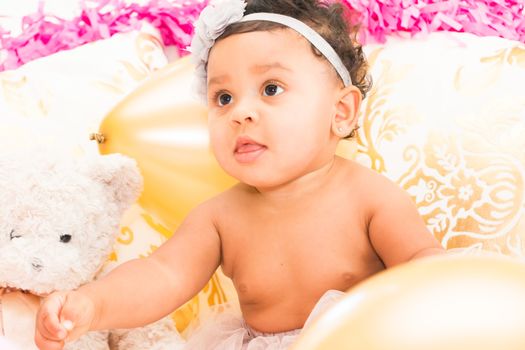 Young Baby Girl Celebrating Her First Birthday