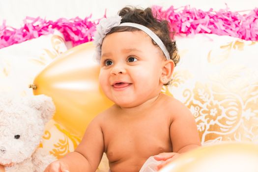 Young Baby Girl Celebrating Her First Birthday