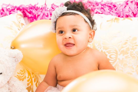 Young Baby Girl Celebrating Her First Birthday