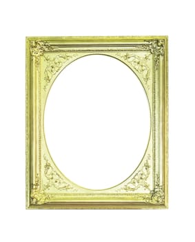 Antique golden wooden frame isolated on white with clipping path