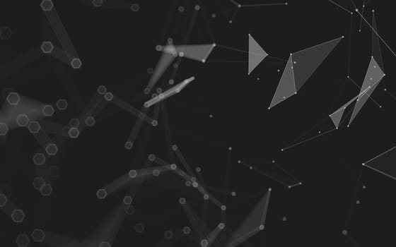 Abstract polygonal space low poly dark background with connecting dots and lines. Connection structure. 3d rendering