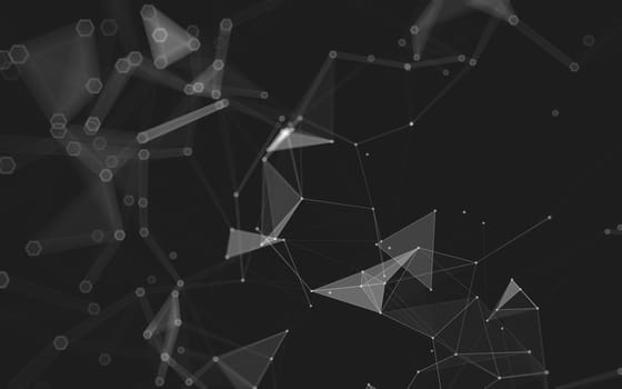 Abstract polygonal space low poly dark background with connecting dots and lines. Connection structure. 3d rendering