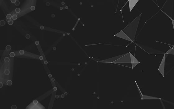 Abstract polygonal space low poly dark background with connecting dots and lines. Connection structure. 3d rendering