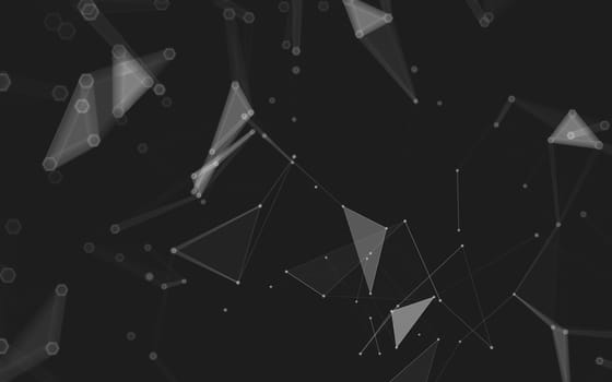 Abstract polygonal space low poly dark background with connecting dots and lines. Connection structure. 3d rendering