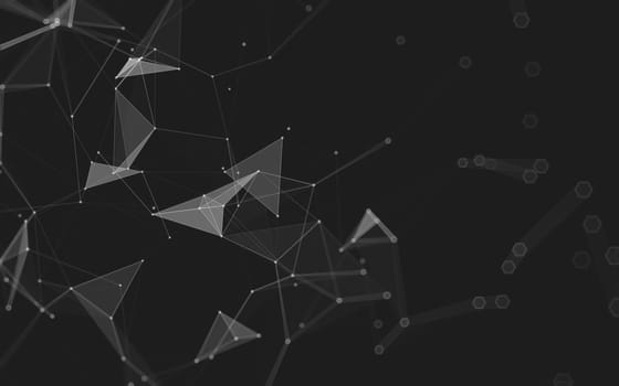 Abstract polygonal space low poly dark background with connecting dots and lines. Connection structure. 3d rendering