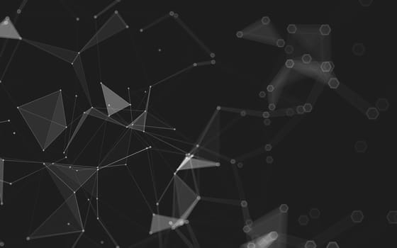 Abstract polygonal space low poly dark background with connecting dots and lines. Connection structure. 3d rendering