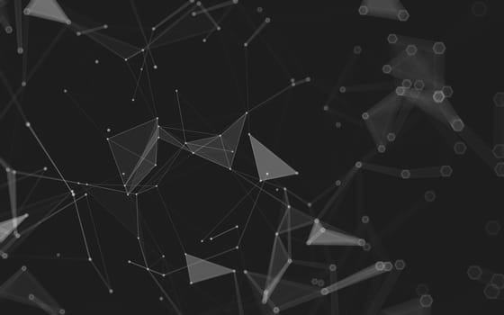 Abstract polygonal space low poly dark background with connecting dots and lines. Connection structure. 3d rendering