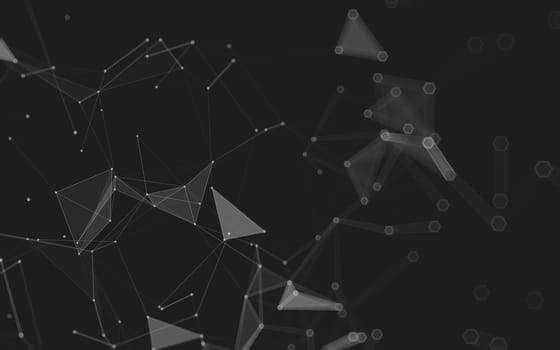 Abstract polygonal space low poly dark background with connecting dots and lines. Connection structure. 3d rendering