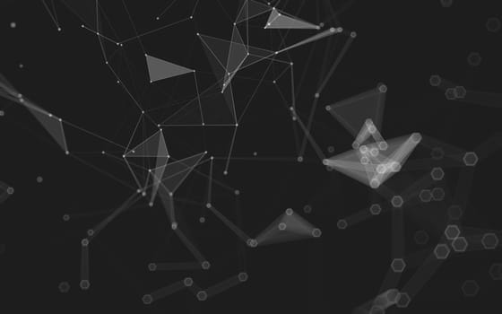 Abstract polygonal space low poly dark background with connecting dots and lines. Connection structure. 3d rendering