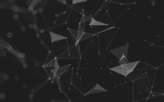 Abstract polygonal space low poly dark background with connecting dots and lines. Connection structure. 3d rendering