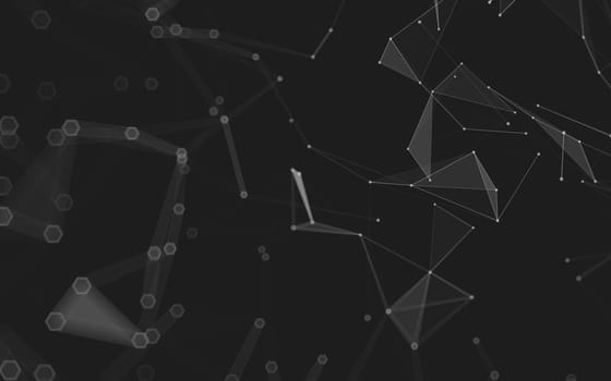 Abstract polygonal space low poly dark background with connecting dots and lines. Connection structure. 3d rendering