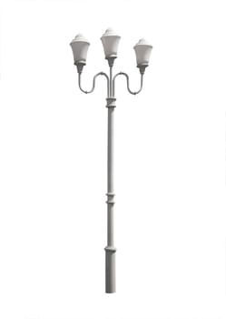 An old street lamppost isolated over white