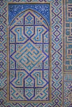 Old Eastern mosaic on the wall of a mosque, Uzbekistan