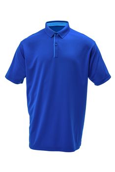 Blue golf tee shirt with light blue  collar for man on white background