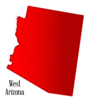 Outline halftone map of the state of Arizona on a white background