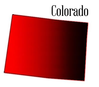 State map outline of Colorado in halftone over a white background