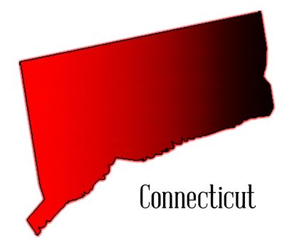 State map outline of Connecticut in halftone over a white background