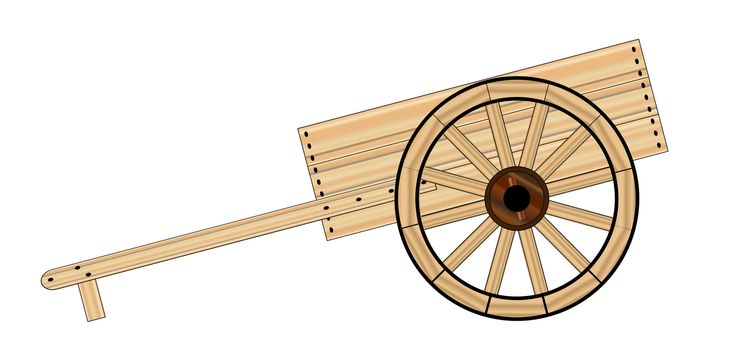 A typical Mormon wooden empty hand cart