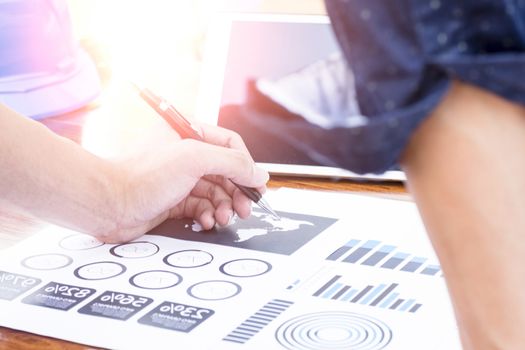 businessman hand working with new modern computer and business strategy as concept.