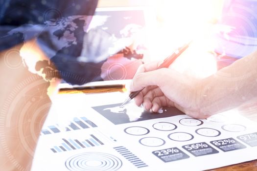 businessman hand working with new modern computer and business strategy as concept.