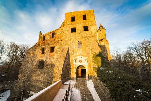 Grodno castle courtyard in winter - Poland