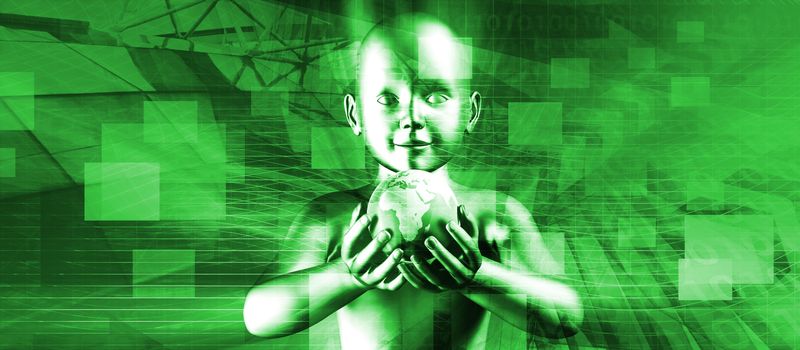 Child Holding Globe and Smiling At the Future