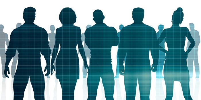 Confident Business Team Looking at You Silhouette