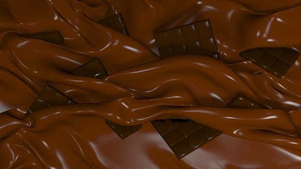 3D Illustration Abstract Chocolate Background with Glare