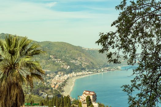 View of the beautiful Sicilian coast from the enchanting town of Taormina