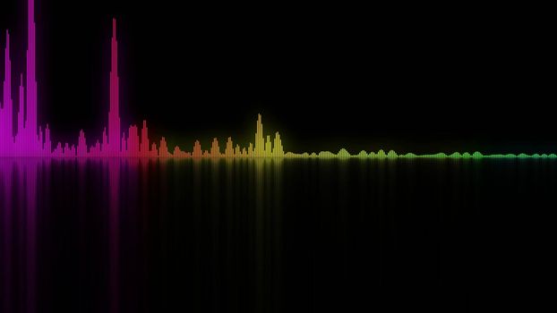 Colorful sound waves. Good background for audio concepts. 3D rendering