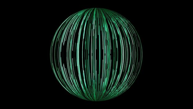 Abstract background with a sphere formed from the lines. 3d rendering