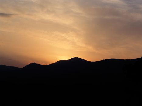 Sunset and mountain