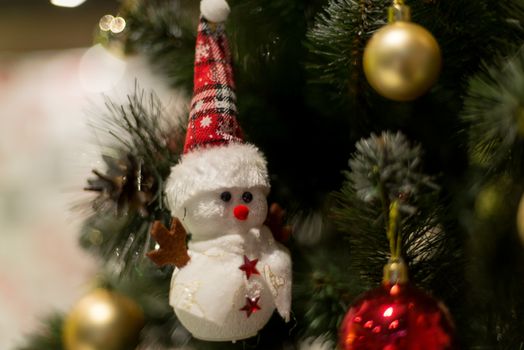 Snowman doll on white background.