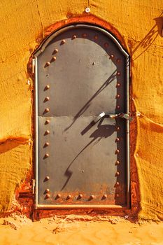 Bedouin Berber nomad tent door detail in the desert Morocco