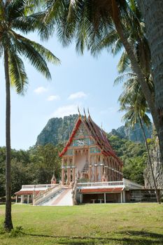 panoramic view of nice ancient Buddhist thai temple