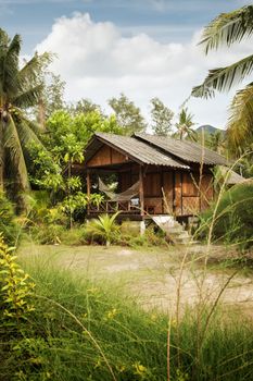 View of nice bamboo hut in summer environment