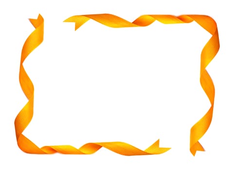 orange ribbon frame on a white background and space for text.