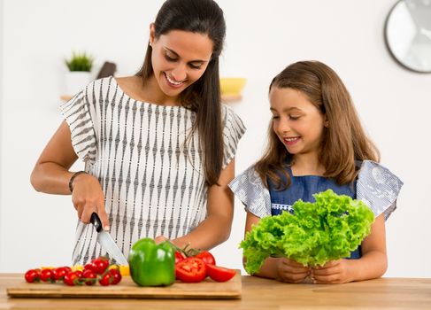 Shot of a mother and daughter having fun in the kitchen