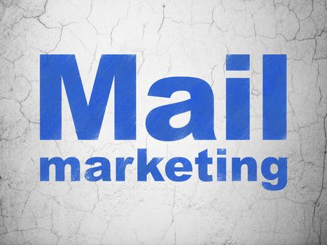 Marketing concept: Blue Mail Marketing on textured concrete wall background
