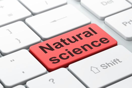 Science concept: computer keyboard with word Natural Science, selected focus on enter button background, 3D rendering